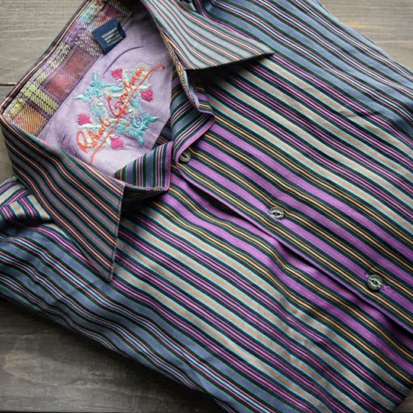 Robert Graham 100% Cotton with 100% Silk Detail, Colourful Pin Stripe Bu… - Picture 3 of 5